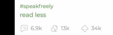 Screenshot of some text that reads, '#speakfreely read less'